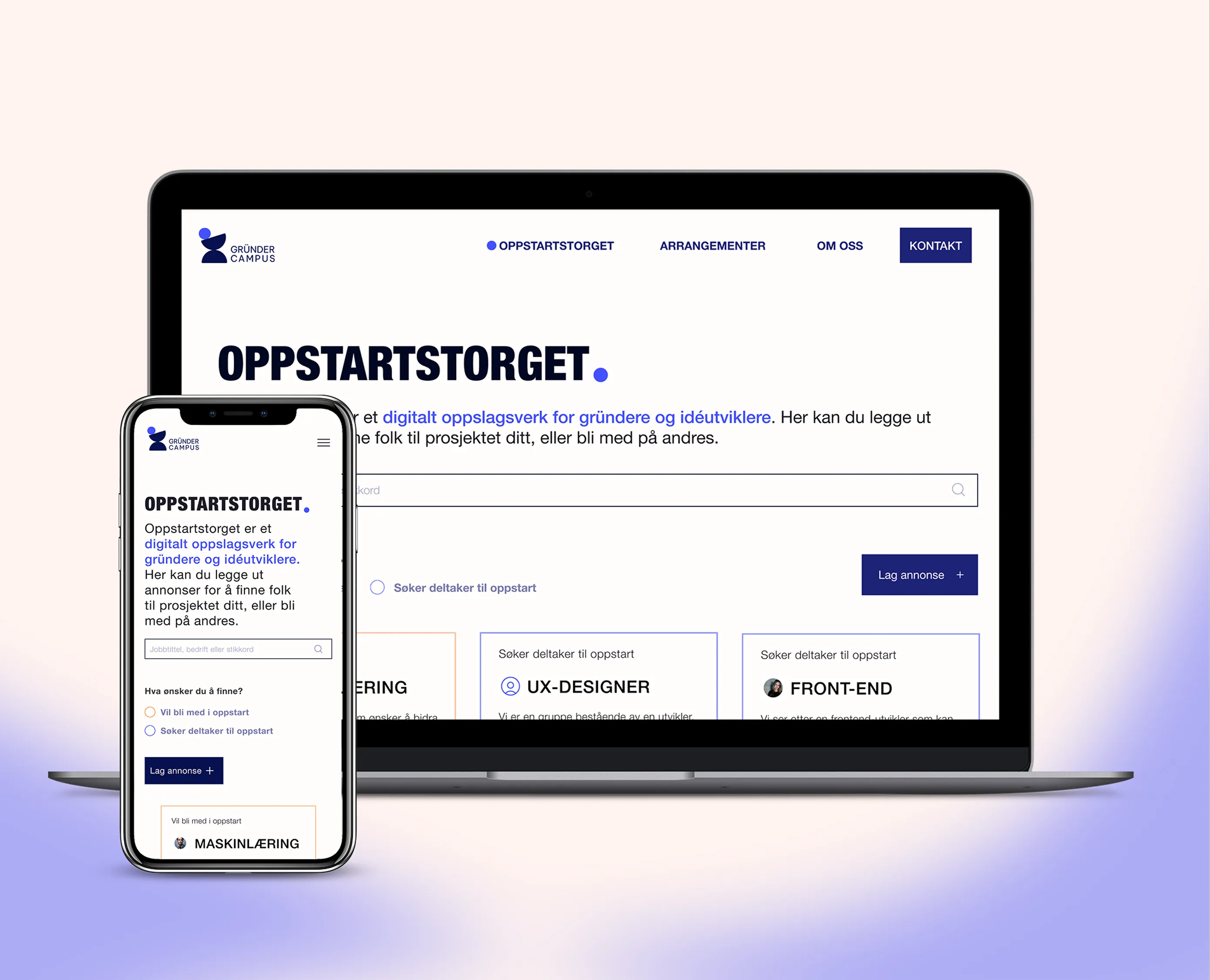 Oppstartstorg-funksjon som kobler studenter med ulike kompetanser i gründerprosjekter.