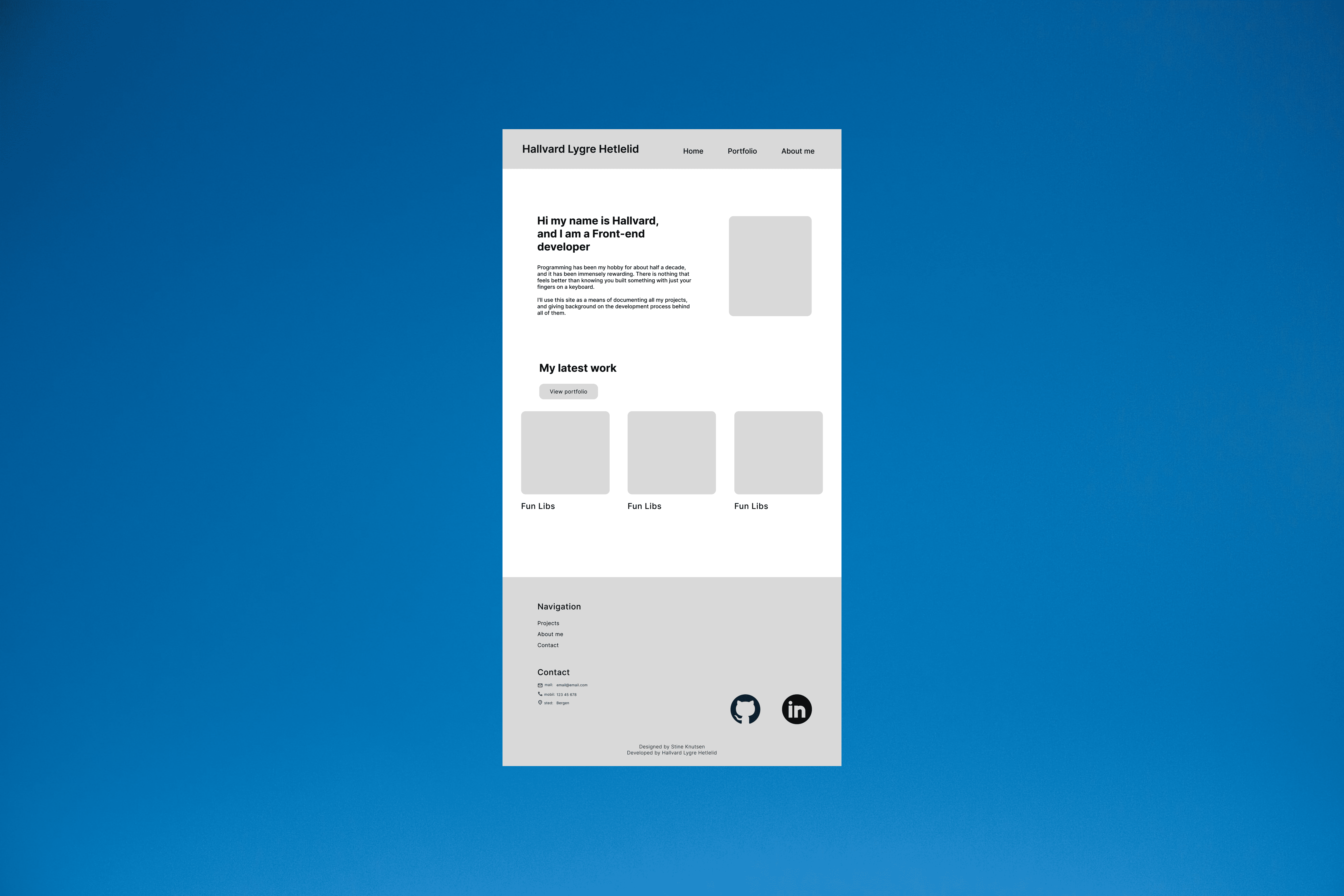 Wireframe for the website.