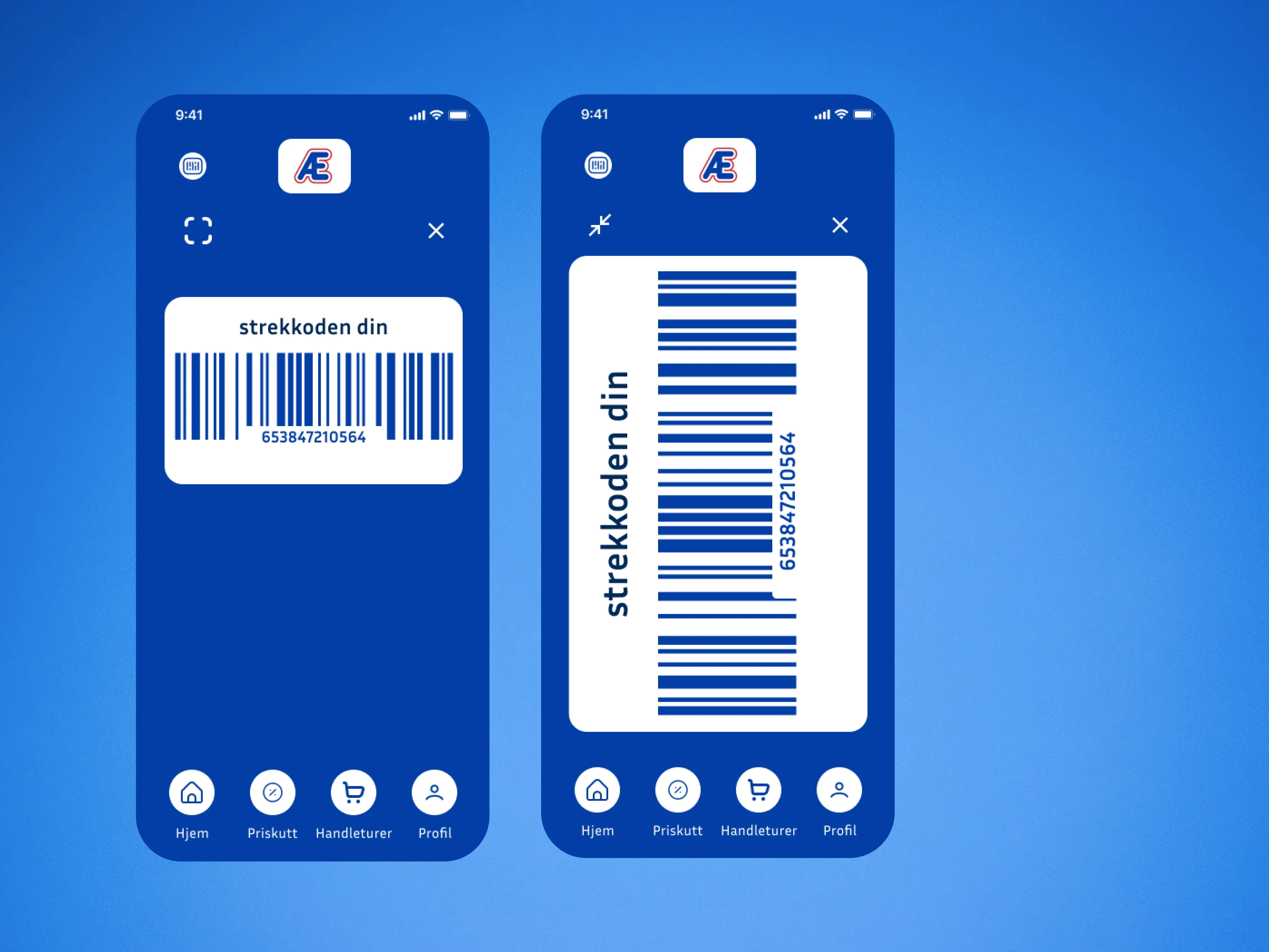 The new "barcode" feature in the interface, showing both horizontal and vertical displaying of barcode.