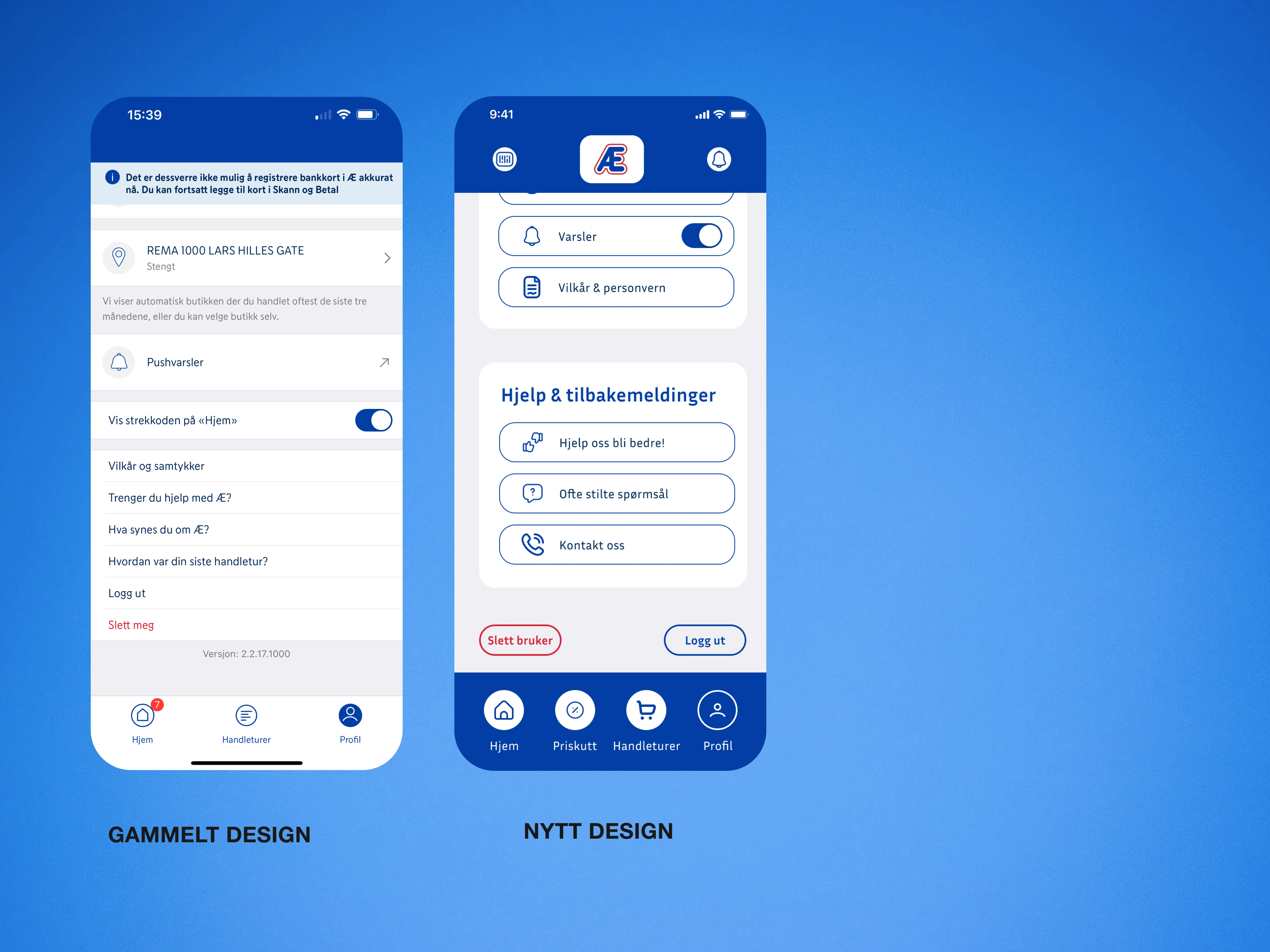 The bottom part of the profile-page in both the original and redesigned interface.